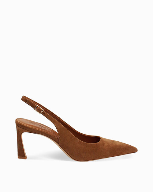 Zapato destalonado cognac tac&oacute;n 7,5 cm, COGNAC