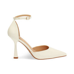 Escarpin ouvert en cuir blanc cass&eacute; talon 9,5 cm, Chaussures, 274912967VEPANN036, 001 preview