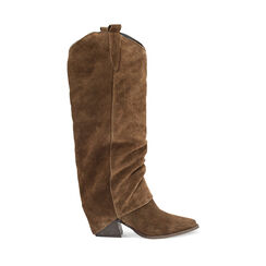 CALZATURA STIVALE CAMOSCIO MORO, Primadonna, 24A500916CMMORO037, 001a