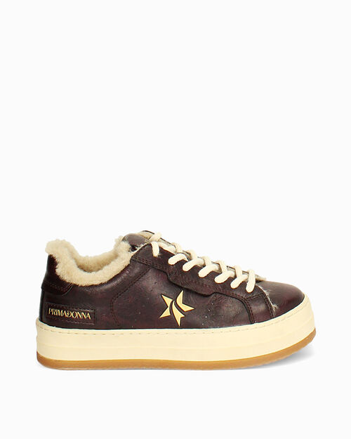 Sneakers bordeaux con dettagli dorati, BURGUNDY