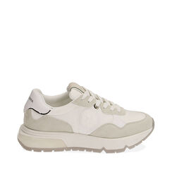 Sneakers bianche in tessuto, 190623904TSBIAN036, 001a