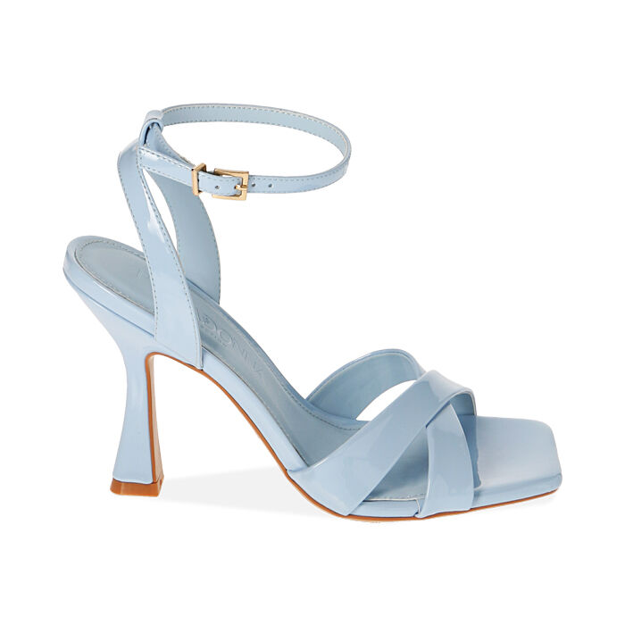 Sandali donna celesti in vernice tacco 9 5 cm Primadonna Collection