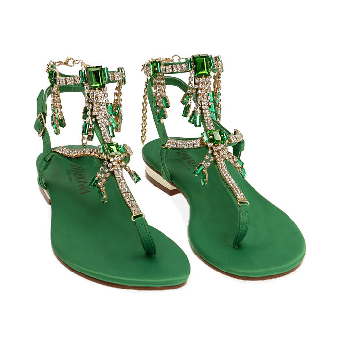 Sandali gioiello bassi verdi on sale