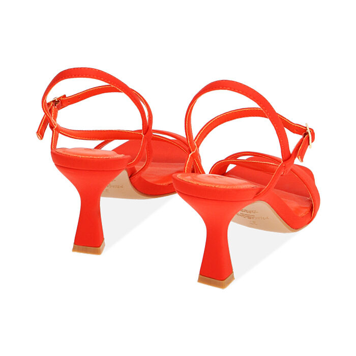 Sandali corallo in lycra, tacco 7,5 cm