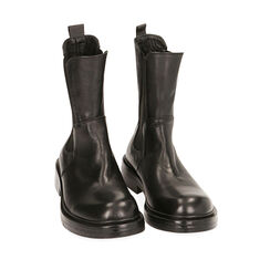 Chelsea boots neri in pelle, tacco 3,5 cm , Primadonna, 205317307PENERO035, 002a