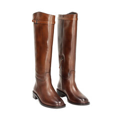 Stivale cavallerizzo marrone in pelle, Primadonna, 24N530004PEMARR037, 002a