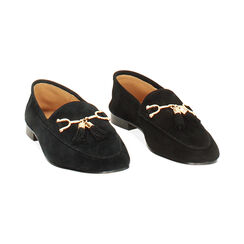 Mocassini in camoscio nero con soletta in pelle, Primadonna, 26N108006CMNERO039, 003 preview
