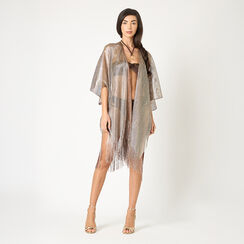 Poncho donna champagne in tessuto glitterato, Primadonna, 25B450103TSCHAMUNI, 002a