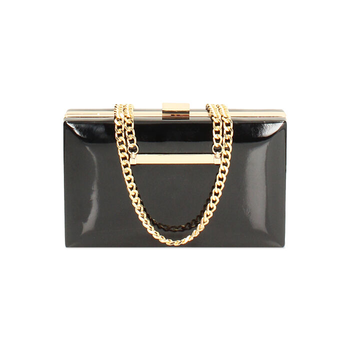 Clutch nera in vernice con profili oro, Primadonna, 261101951VENEROUNI