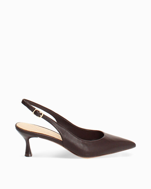 D&eacute;collet&eacute; testa di moro tacco 6 cm, DK BROWN