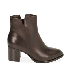 Bottines en cuir marron foncé, talon 6,5 cm , Primadonna, 209402701PEMORO036, 001a