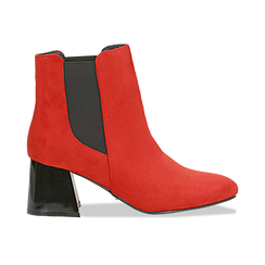 Tronchetti rossi con tacco scultura laccato 6 cm,