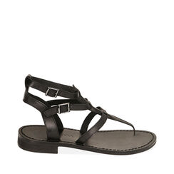 Sandali infradito neri in pelle, Primadonna, 21B814022PENERO035, 001a