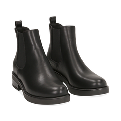 Chelsea boots neri in eco-pelle, tacco 4 cm , Scarpe, 140692012EPNERO036, 002 preview