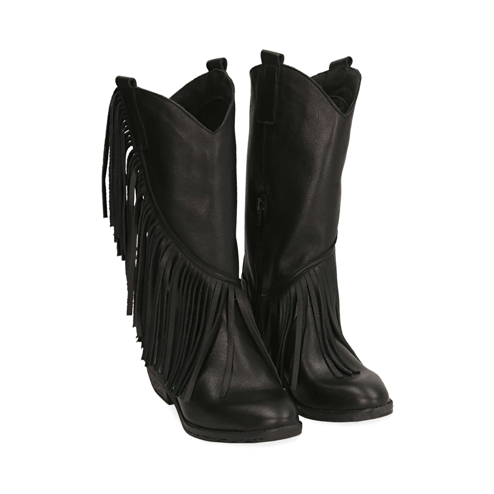 Botas camperas negro en piel de becerro, tacón 4 cm | Primadonna Collection