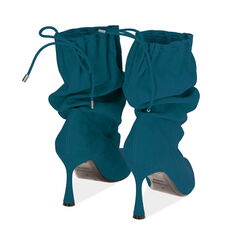Ankle boots petrolio in microfibra, 8,5 cm , Soldés, 182180110MFPETR035, 003 preview