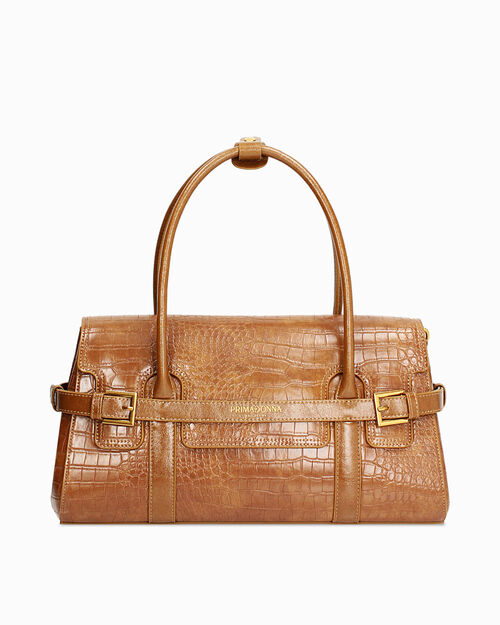 Borsa a mano camel in materiale sintetico, CAMEL