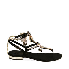 Sandalias chanclas joya negro de raso, Primadonna, 194909992RSNERO038, 001a