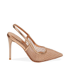 Décolleté slingback rosa oro in rete, 212179736EPRAOR038, 001a