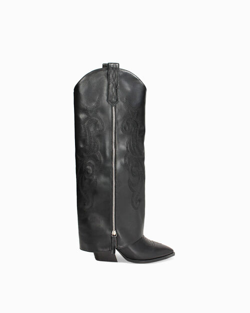 Stivali texani neri tacco 8 cm, BLACK