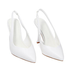 Décolleté slingback bianche, tacco 9,5 cm, Primadonna, 232102602EPBIAN035, 002a