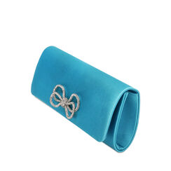 Pochette bow celeste in raso, Primadonna, 215102469RSCELEUNI, 002a