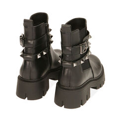 Chelsea boots neri con borchie, tacco 4,5 cm , Primadonna, 200627109EPNERO035, 003 preview