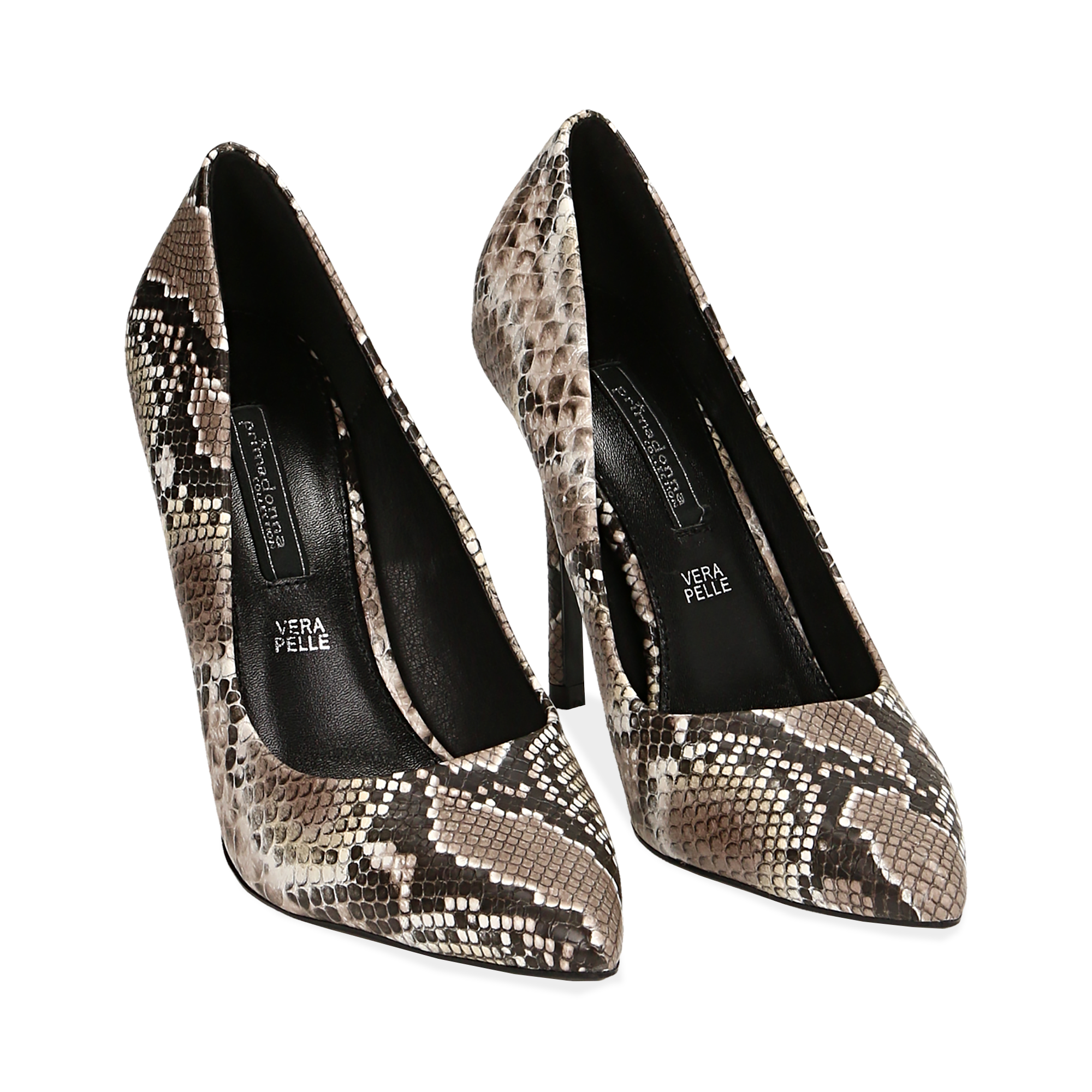 Décolleté verdi in eco-pelle, effetto snake skin, tacco 11 cm | Primadonna  Collection