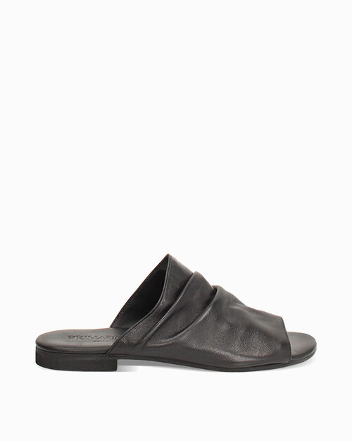 Sandali bassi neri in pelle, BLACK