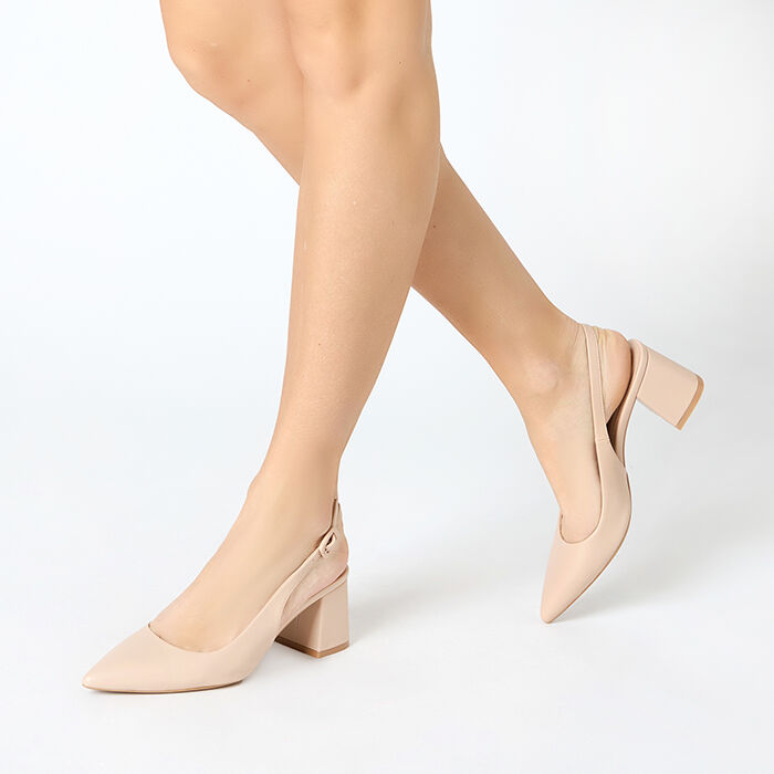 Décolleté slingback donna beige, tacco largo 6,5 cm Primadonna