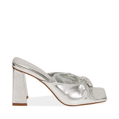Mules argento, tacco 8,5 cm , Scarpe, 192142202LMARGE036, 001a