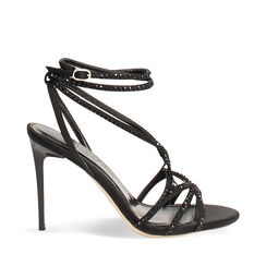 Sandales noires avec pierres talon 9,6 cm, Primadonna, 272128701RPNENE035, 001a