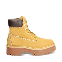 Polacchino giallo in nabuk con tacco 4,8 cm, Primadonna, 266360001NBGIAL035, 001a