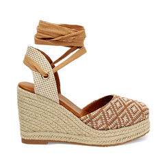Campesine donna cognac-beige in raffia, Primadonna, 254920101RFCOBE035, 001 preview