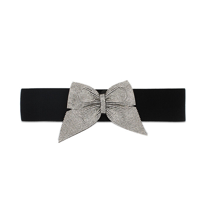 Cintura in tessuto nero-argento con dettagli distintivi, Primadonna, 26B400819TSNEARUNI