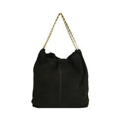 Borsa a spalla nera in camoscio, Primadonna, 22U309912CMNEROUNI, 003 preview