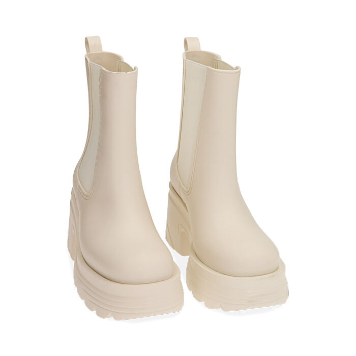 Chelsea boots donna da pioggia panna in pvc Primadonna Collection