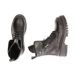 Anfibi neri in pelle, tacco 4,5 cm , Special Price, 185610101PENERO036, 003 preview