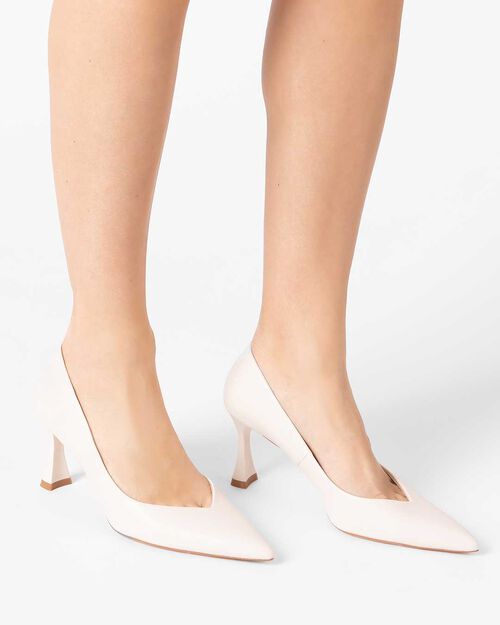 D&eacute;collet&eacute; donna panna, tacco 8 cm, CREAM