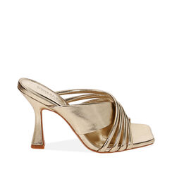 Mules oro laminato, tacco 9,5 cm, 212101901LMOROG037, 001a