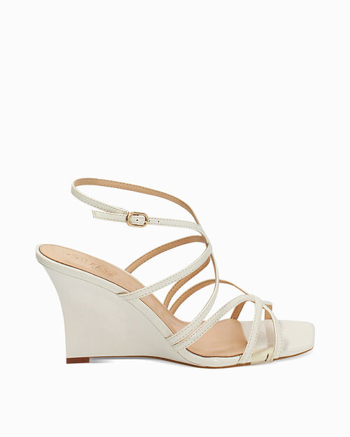 WOMEN SHOES SANDAL SYNTHETIC PATENT PANN, CREAM