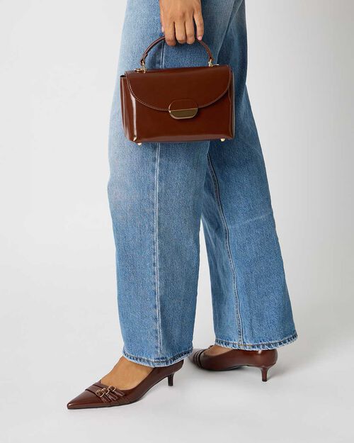 D&eacute;collet&eacute; cognac con tacco di 4,5 cm, COGNAC