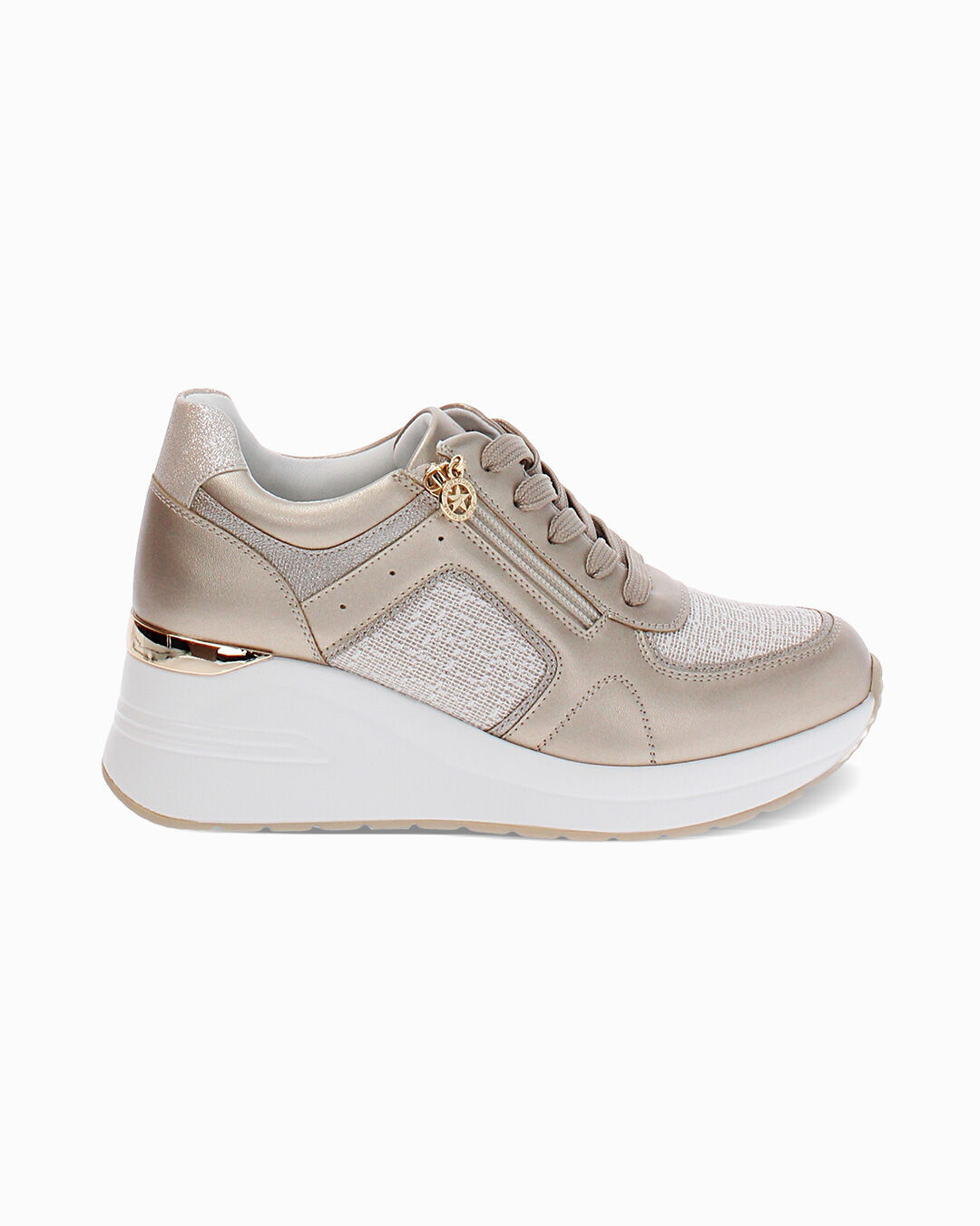 Sneakers oro con tacco 6,5 cm