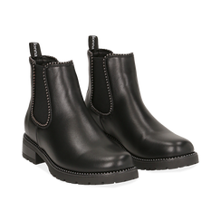 Chelsea boots neri in eco-pelle con micro boules, Scarpe, 140691301EPNERO036, 002 preview