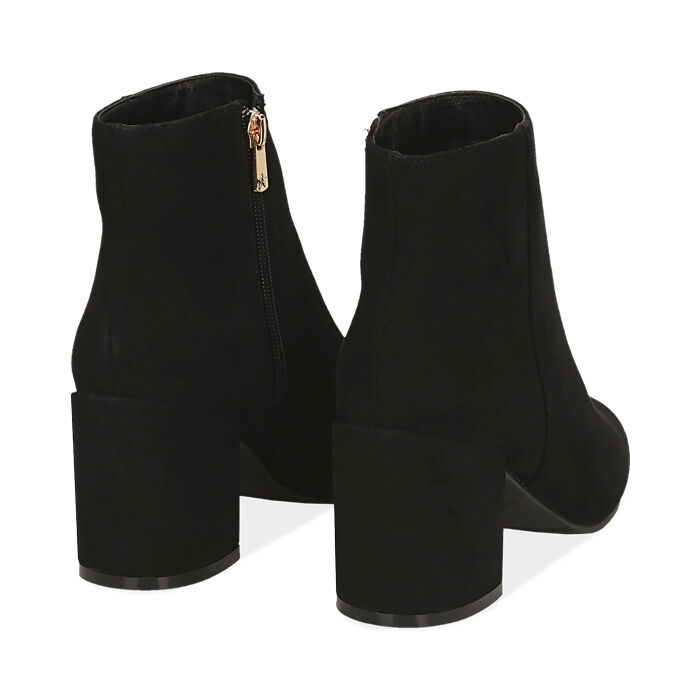 Botines para mujer negro en microfibra, tacón 7,5 cm | Primadonna Collection