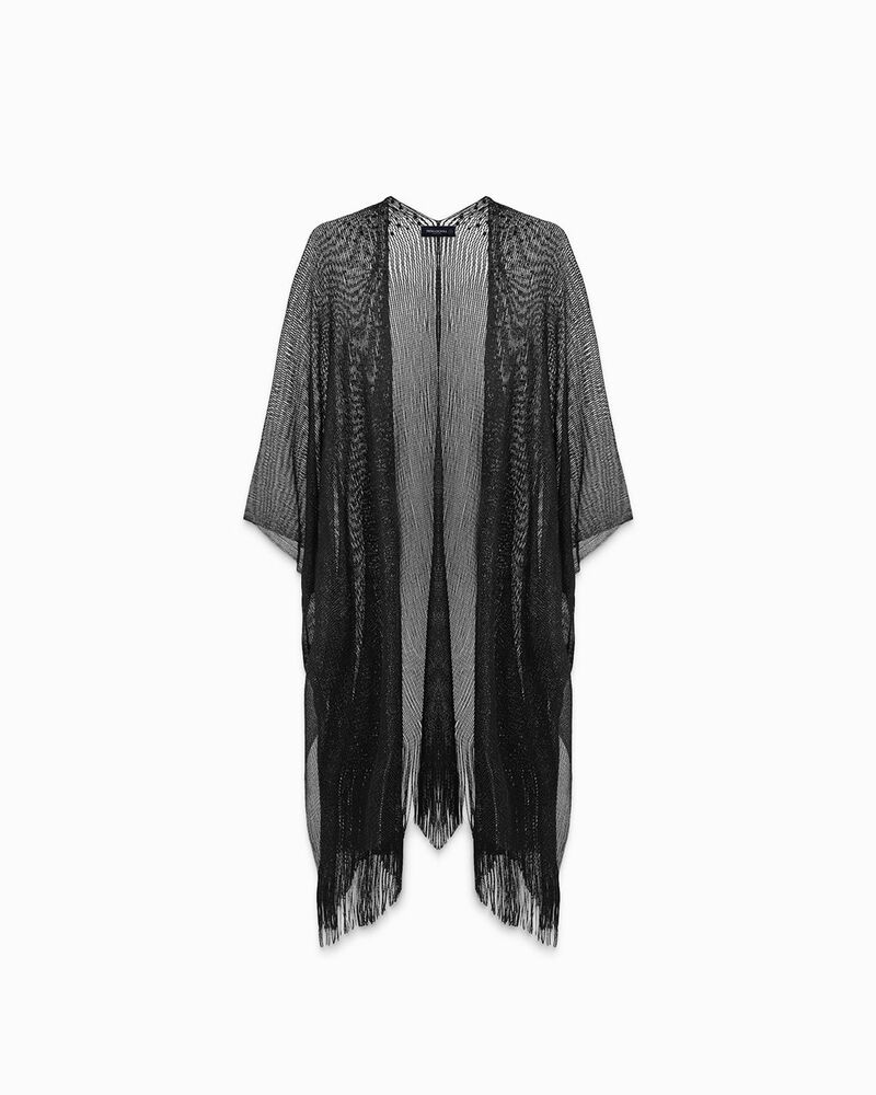 Poncho donna nero in tessuto image number null