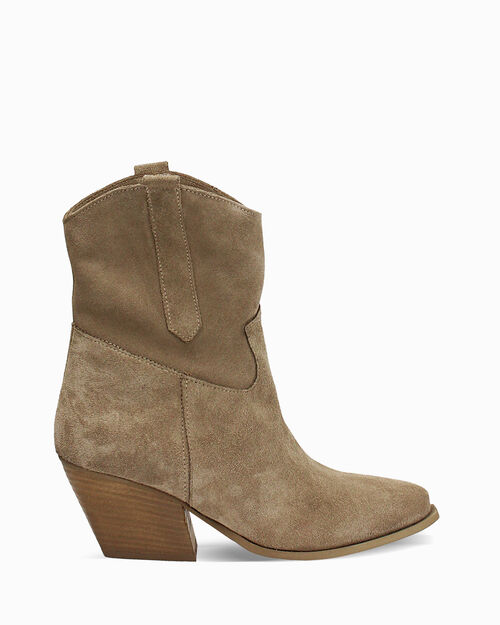 Tronchetti texani in camoscio beige, BEIGE