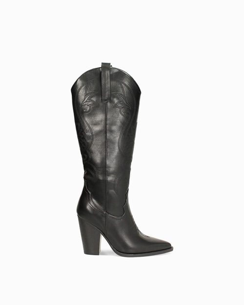Stivali texani neri con tacco 9,5 cm, BLACK