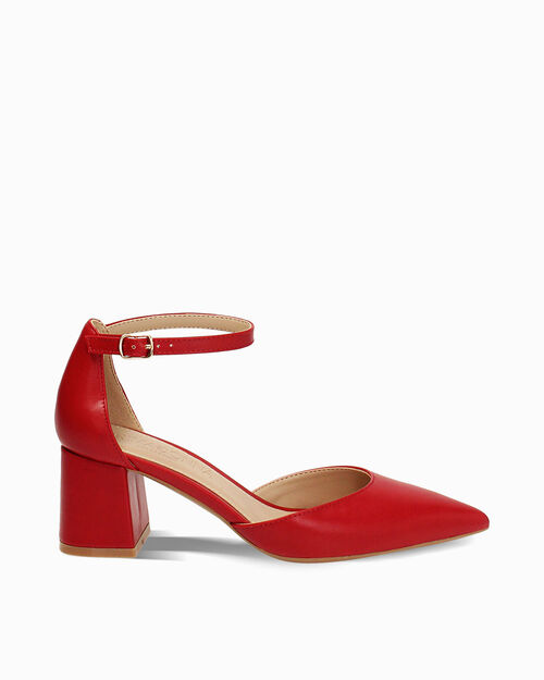 D&eacute;collet&eacute; open shank donna rosse, tacco largo 6,5 cm, RED
