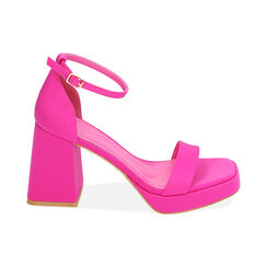 Sandali platform fucsia in tessuto, tacco 9,5 cm, Primadonna, 212158215LYFUCS035, 001 preview